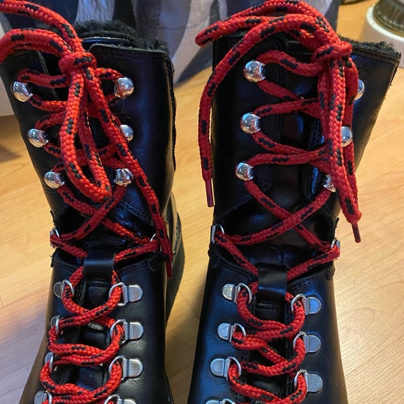 AllSaints Fae Shearling Combat Boots Sz 37 - Picture 4 of 16